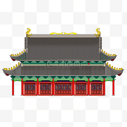 手绘寺庙建筑图片_手绘中国风建筑大雄宝殿