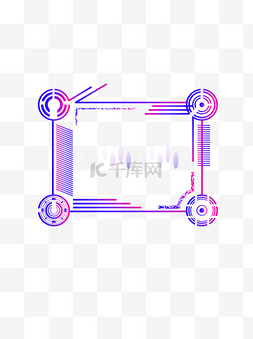 渐变科技边框线图片_蓝色渐变科技炫酷多彩边框元素