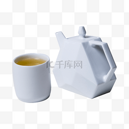 白色创意茶具组合元素