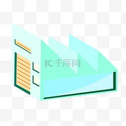 闸门卡通图片_2.5D时尚房屋插画