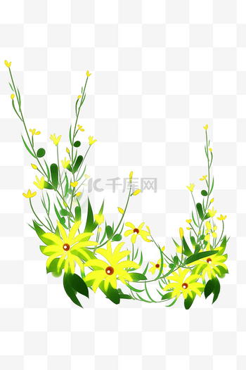 手绘黄色花朵插画素材