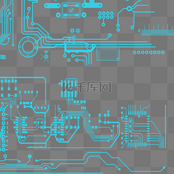 蓝色商务科技电路图元素