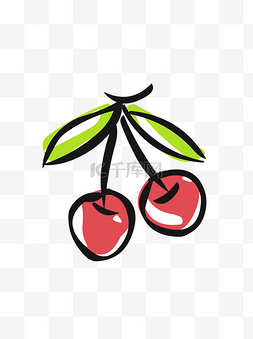 食物元素手绘可爱卡通水果樱桃