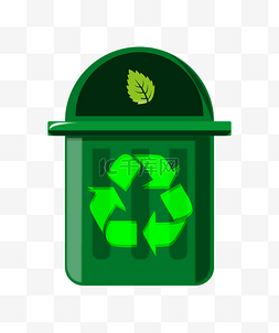 绿色树叶垃圾桶图片_绿色的垃圾桶 