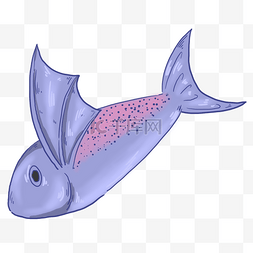 质感海洋图片_紫色手绘飞鱼元素