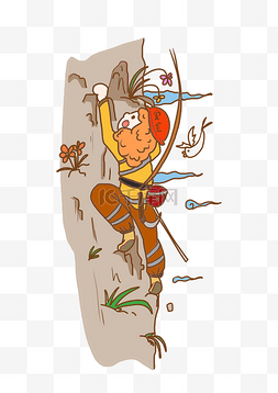 攀岩者插画图片_手绘攀岩的女孩插画