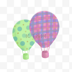 粉色薄荷绿图片_可爱插画风热气球图案