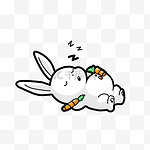手绘睡眠日兔子插画