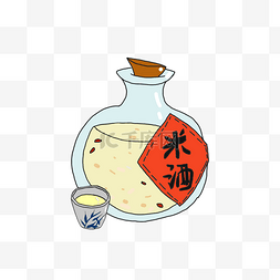 mijiu米酒图片_米酒酒坛手绘插画