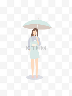 女生矢量图图片_卡通手绘撑雨伞的女生矢量图