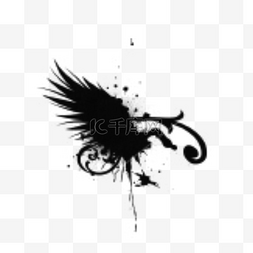 黑色的的羽毛图片_带有翅膀的美丽花纹
