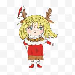 圣诞节手绘鹿角女孩