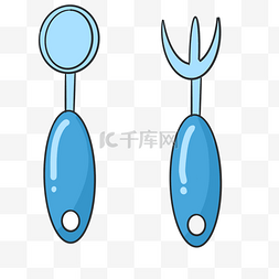 建模叉子图片_蓝色勺子叉子婴儿用品 