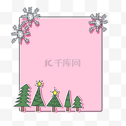 树木边框装饰图片_树木和雪花边框插画
