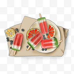插画冰箱图片_夏季多种解暑食物