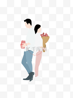 人节装饰设计图片_背靠背约会的情侣元素设计模板