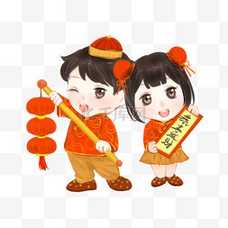 作揖手绘图片_手绘金童玉女送祝福