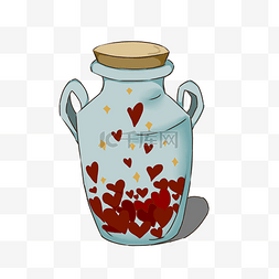 装满爱心的花瓶浪漫情人节手绘插