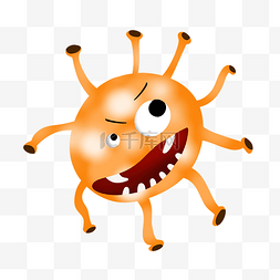 橙色病毒性细菌插画