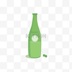 矢量手绘绿色瓶子