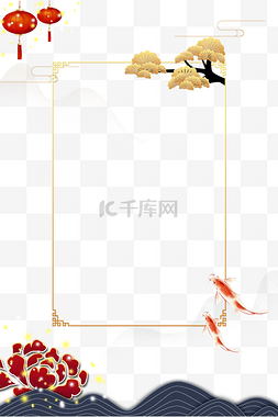 红色中国风牡丹图片_传统节日中国风海报边框