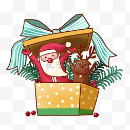 q版传统人物图片_圣诞节送礼物的Q版圣诞老人和麋