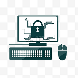 安全键盘锁图片_手绘网络安全锁子插画