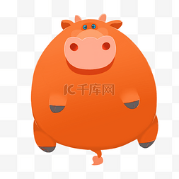 胖胖的身体图片_红色卡通胖胖的小牛