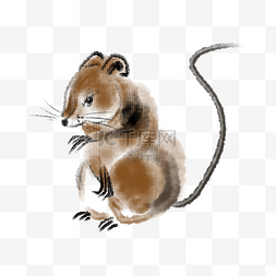 漂亮的老鼠图片_黄色的水墨老鼠插画