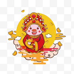 新年卡通猪年大吉图片_猪年大吉万事如意商业插画