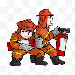 消防红色图片_手拿灭火器的消防员