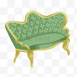 绿色沙发手绘图片_手绘欧式沙发