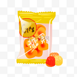 黄色的甜品图片_卡通软糖糖果插画