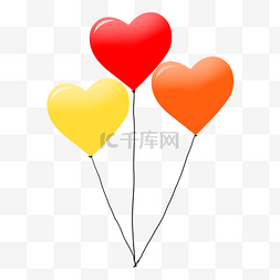 三个心形形状的气球