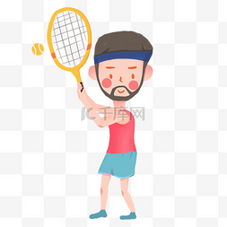 健身宣传图片_Q版网球运动健身可爱小清新欧风