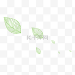 绿色描线漂浮树叶卡通手绘素材免费下载