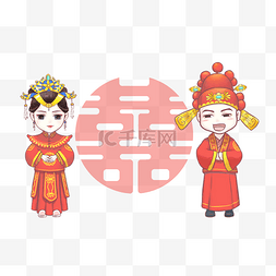 小清新婚礼海报图片_复古中式婚礼主题插画