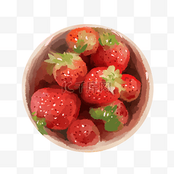 一盆草莓手绘插画