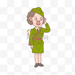 德国二战图片_猪年手绘二战猪女士兵