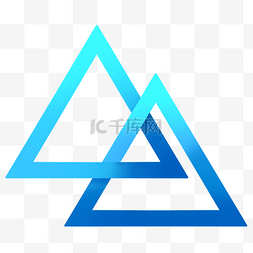 蓝色几何图形渐变图片_蓝色渐变边框叠加正三角形