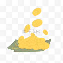 手绘一堆金币插画