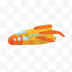 火箭发射卡通图片_手绘橘黄色飞机插画