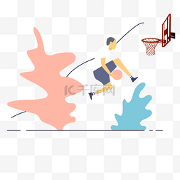 卡通篮球场图片_男生打篮球运动健康手绘矢量图