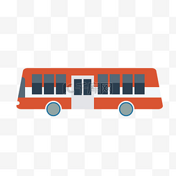 橘红色公交车插画