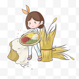 稻子麦子图片_手绘养生五谷杂粮插画