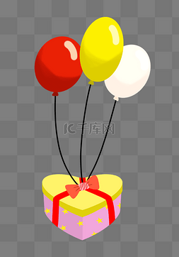 心形礼盒气球插画