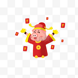 中国风红色红包图片_财神小猪送新年红包