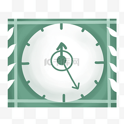 小清新卡通装饰图片_绿色简约方形时钟