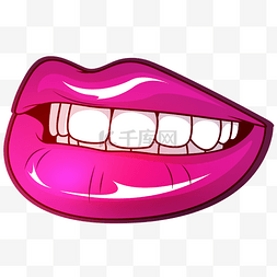 卡通手绘人体器官嘴唇和牙齿