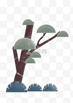 植树节扁平化插画抽象树png下载